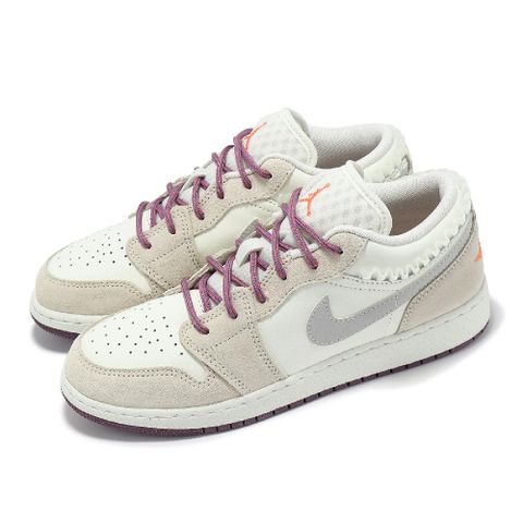 NIKE 耐吉 休閒鞋 Air Jordan 1 Low GS Lets Play 大童 女鞋 米白 粉紅 AJ1 FQ8094-100