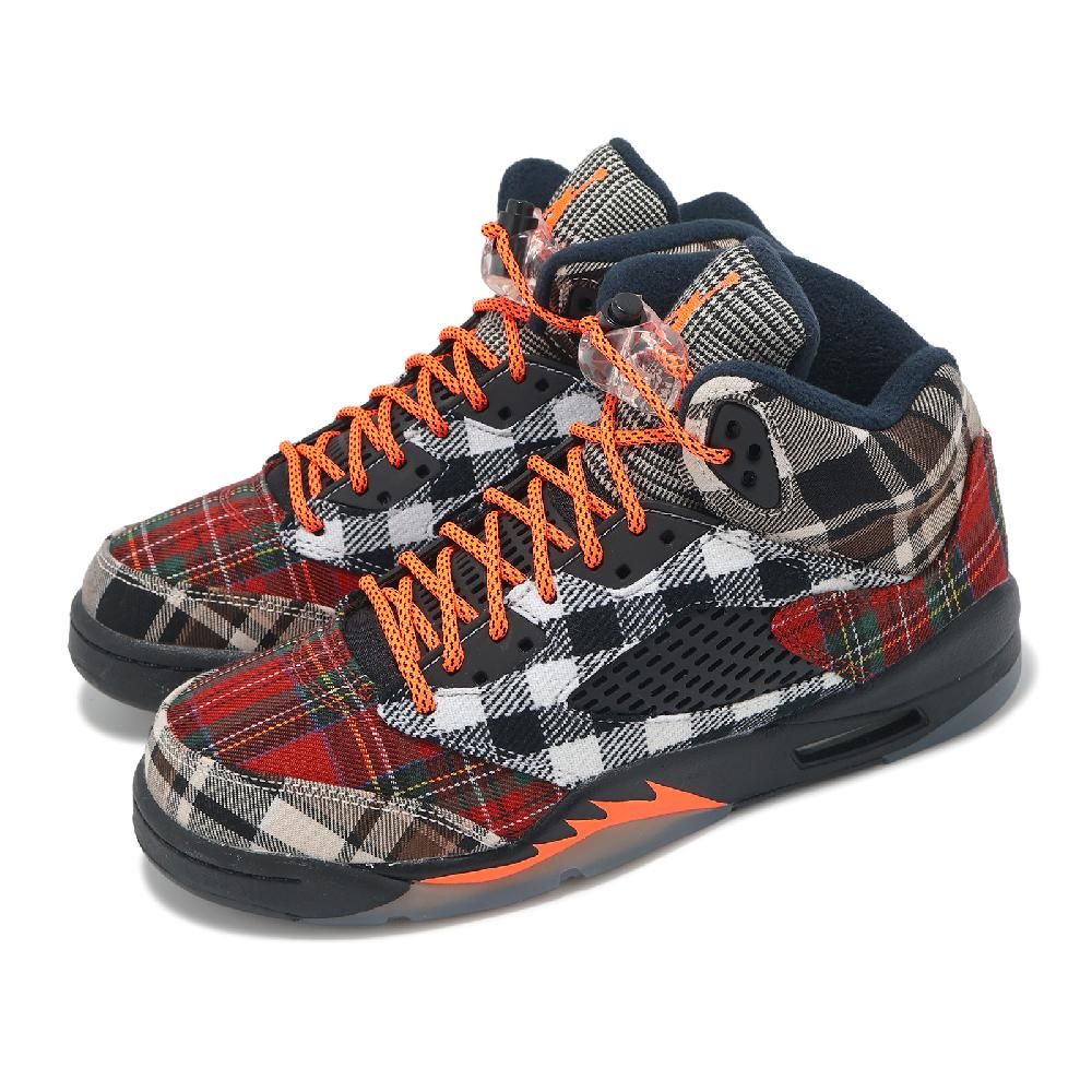 NIKE 耐吉 Nike 耐吉 Air Jordan 5 Retro GS Plaid 蘇格蘭格紋 大童 女鞋 黑 紅 5代 FD4814-008