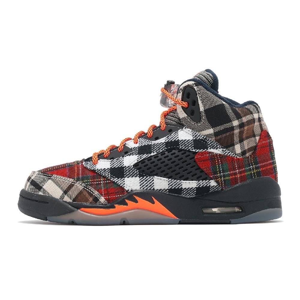 NIKE 耐吉 Nike 耐吉 Air Jordan 5 Retro GS Plaid 蘇格蘭格紋 大童 女鞋 黑 紅 5代 FD4814-008