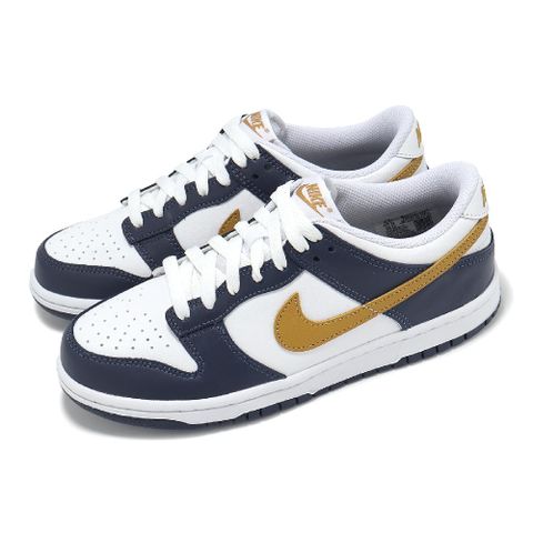 NIKE 耐吉 Nike 耐吉 休閒鞋 Dunk Low GS 大童 女鞋 海軍藍 金 低筒 復古 FB9109-111