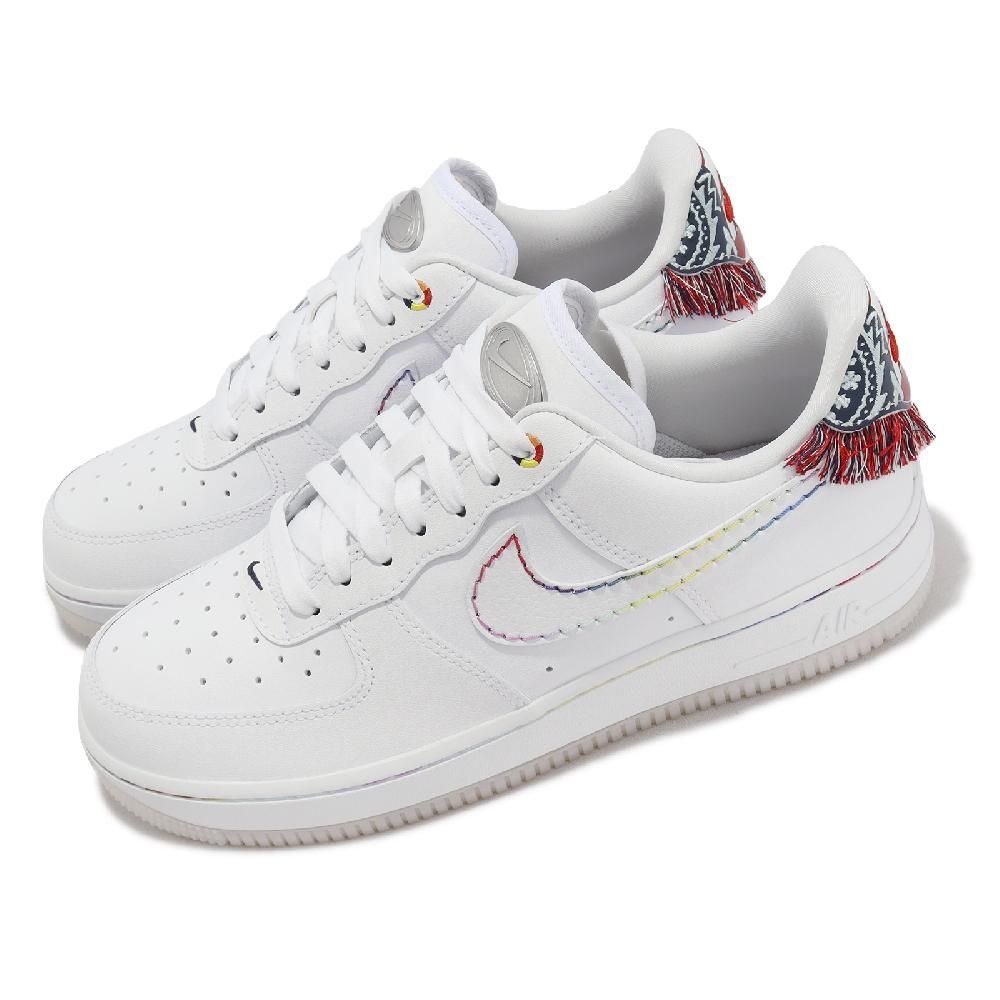 NIKE 耐吉 Nike 耐吉 休閒鞋 Wmns Air Force 1 07 LX 女鞋 白 紅 編織 民族風 幾何圖案 AF1 FN8918-111