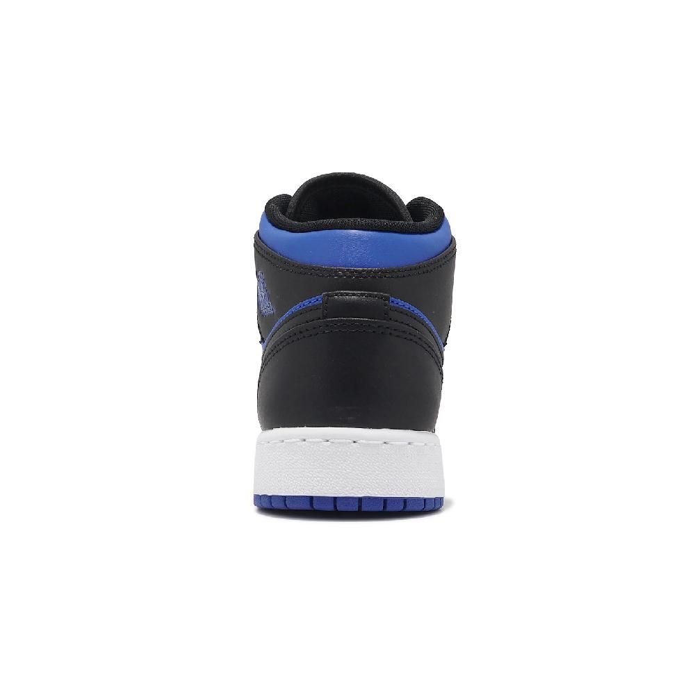 NIKE 耐吉 Nike 耐吉 休閒鞋 Air Jordan 1 Mid GS Royal Blue 大童 女鞋 黑 藍 AJ1 DQ8423-042