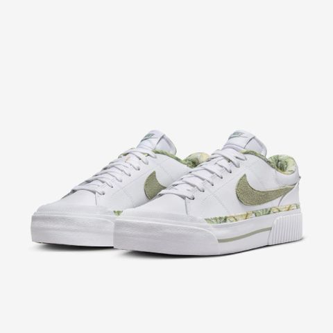 NIKE 耐吉 Nike 耐吉 餅乾鞋 Wmns Court Legacy Lift Tropical 女鞋 白 綠 厚底 休閒鞋 HF5054-100