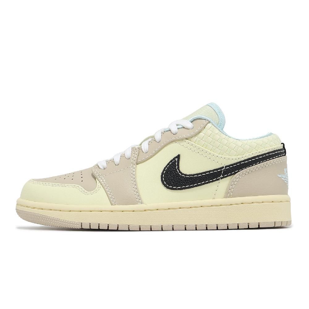 NIKE 耐吉 休閒鞋 Wmns Air Jordan 1 Low SE 女鞋 男鞋 椰奶色 黑 AJ1 編織格紋 HQ3440-101