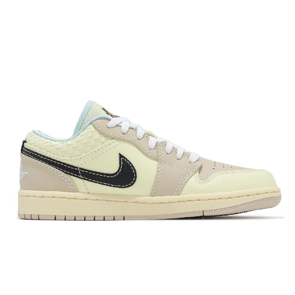 NIKE 耐吉 休閒鞋 Wmns Air Jordan 1 Low SE 女鞋 男鞋 椰奶色 黑 AJ1 編織格紋 HQ3440-101