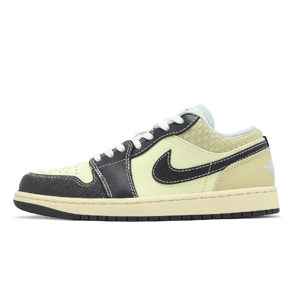 NIKE 耐吉 休閒鞋 Air Jordan 1 Low SE 男鞋 椰奶 AJ1 編織格紋 一代 金標 HQ3437-101