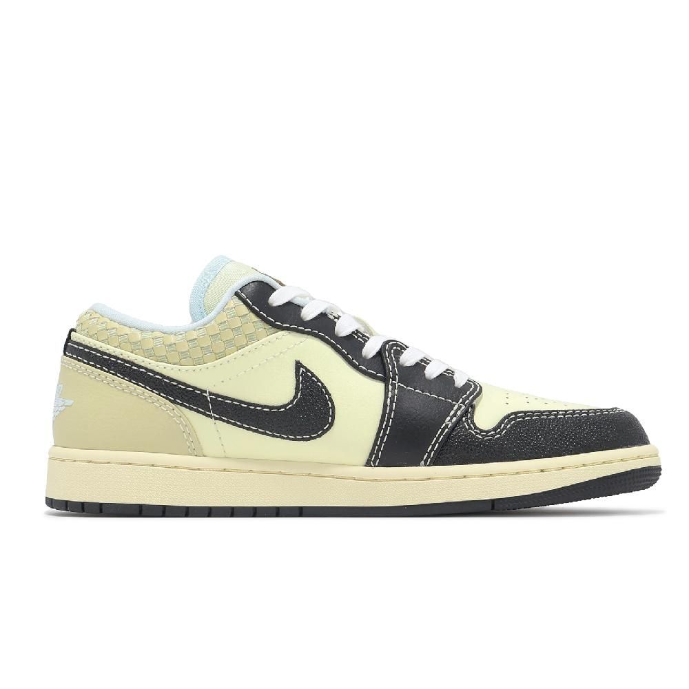 NIKE 耐吉 休閒鞋 Air Jordan 1 Low SE 男鞋 椰奶 AJ1 編織格紋 一代 金標 HQ3437-101