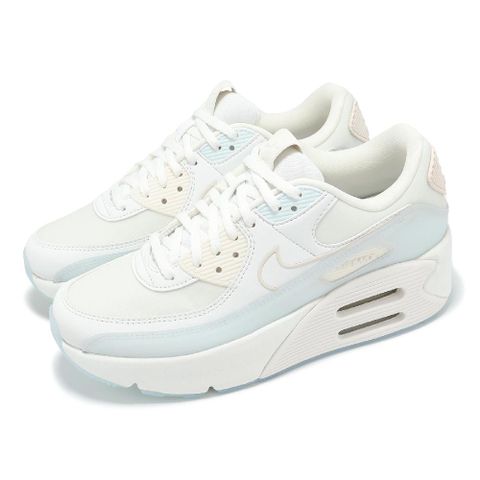 NIKE 耐吉 休閒鞋 Air Max 90 LV8 女鞋 白 灰 寶寶藍 氣墊 厚底 增高 運動鞋 HF0782-100