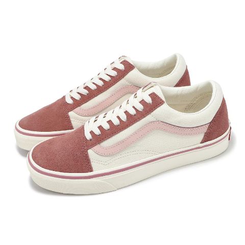 VANS 休閒鞋 Old Skool 男鞋 女鞋 米白 粉 低筒 皮革 復古 板鞋 VN0005UFPNK