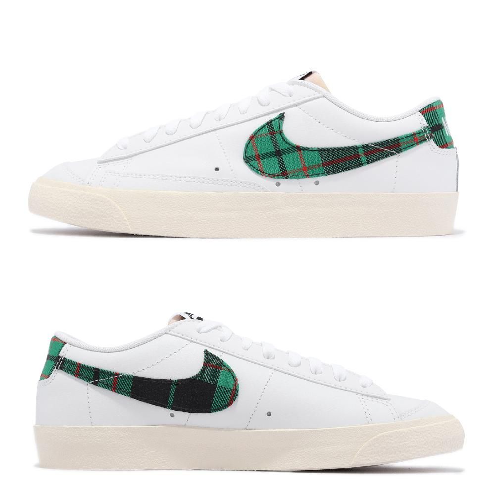 NIKE 耐吉 休閒鞋 Blazer Low 77 PRM 男鞋 白 綠 格紋 Tartan 低筒 DV0801-100