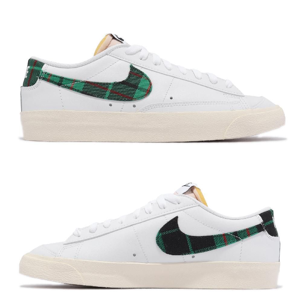 NIKE 耐吉 休閒鞋 Blazer Low 77 PRM 男鞋 白 綠 格紋 Tartan 低筒 DV0801-100