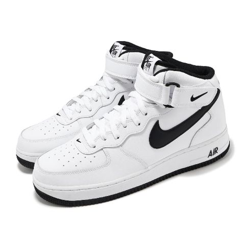 NIKE 耐吉 休閒鞋 Air Force 1 Mid 07 男鞋 白 黑 中筒 皮革 魔鬼氈 AF1 DV0806-101