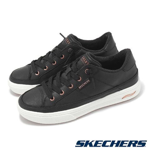 SKECHERS 斯凱奇 休閒鞋 Arch Fit Arcade-On My Way 女鞋 黑 玫瑰金 皮革 膠底 支撐 177189BLK
