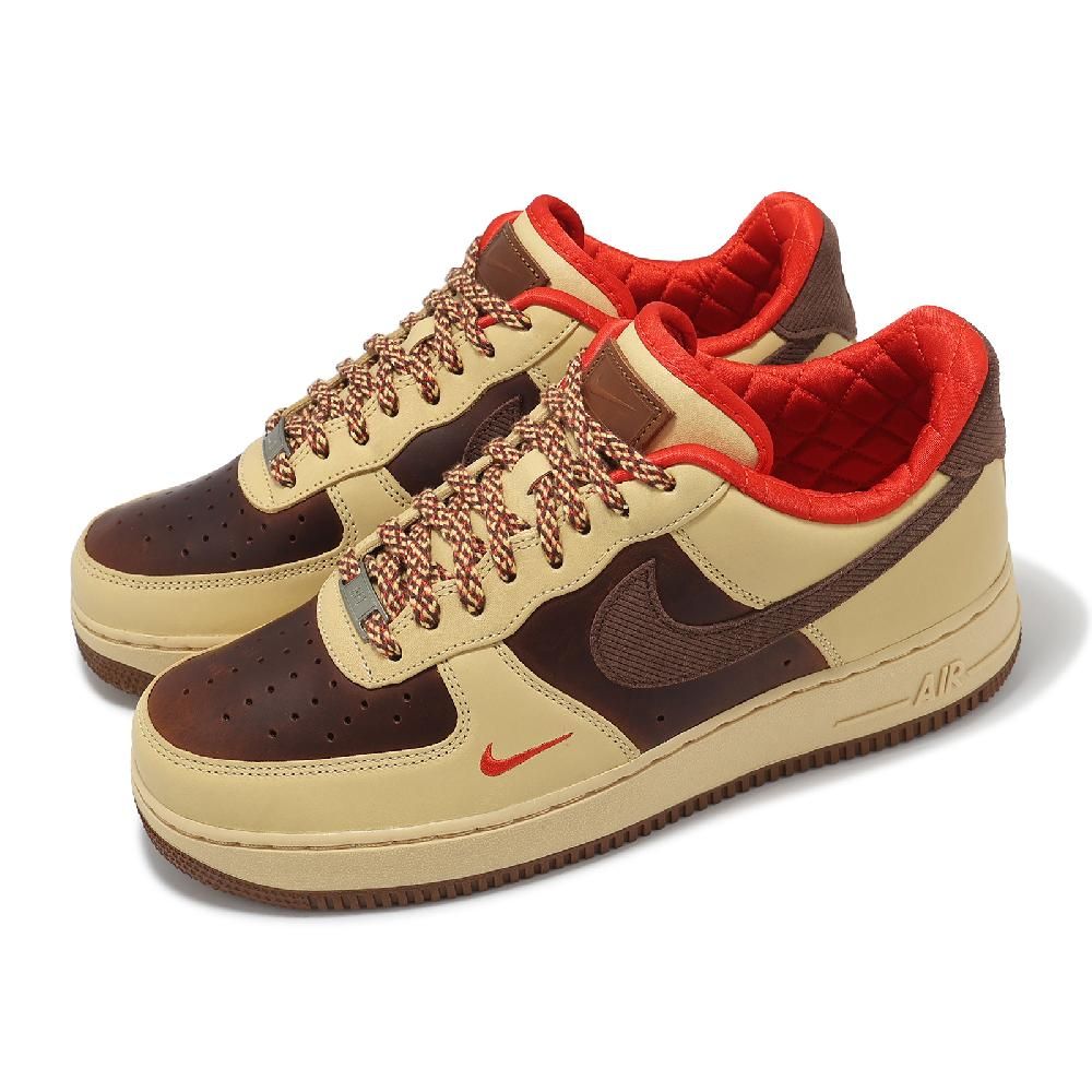 NIKE 耐吉 休閒鞋 Air Force 1 07 男鞋 女鞋 卡其 棕 紅 AF1 復古 情侶鞋 HQ3447-222