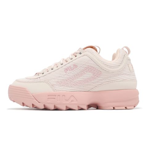 【FILA】DISRUPTOR KNIT v2 休閒鞋 女鞋 男鞋 厚底 老爹鞋 粉色-4C638Y650