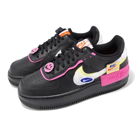 NIKE 耐吉 休閒鞋 Wmns AF1 Shadow 女鞋 解構 拼接 雙勾 笑臉 黑 粉紅 CU4743-001