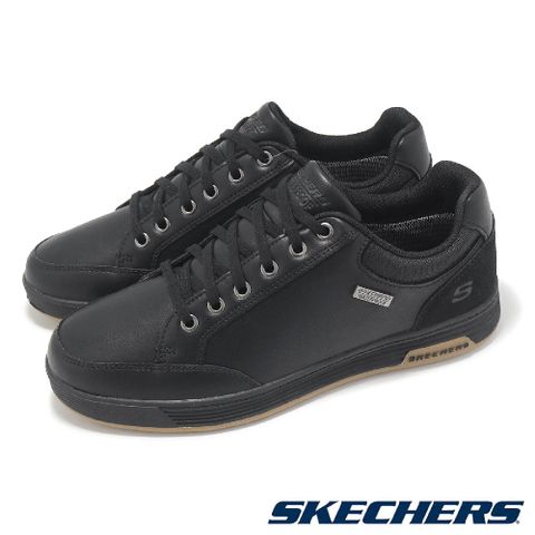 SKECHERS 斯凱奇 休閒鞋 Cavell Sparkman 男鞋 黑 防水鞋面 膠底 皮面 緩衝 運動鞋 210944BLK