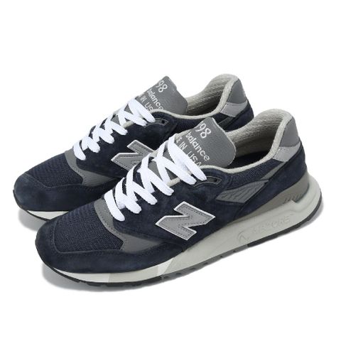 New Balance 紐巴倫 休閒鞋 998 男鞋 海軍藍 銀 緩震 麂皮 皮革 美製 NB 經典 U998NV-D