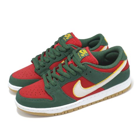 NIKE 耐吉 滑板鞋 SB Dunk Low Pro PRM 男鞋 女鞋 西雅圖超音速隊 綠 紅 休閒鞋 FZ1287-300