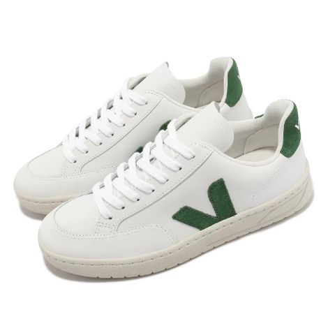 VEJA 休閒鞋 V-12 Leather 女鞋 白 草綠 經典 小白鞋 法國 奶油底 XD0202336A