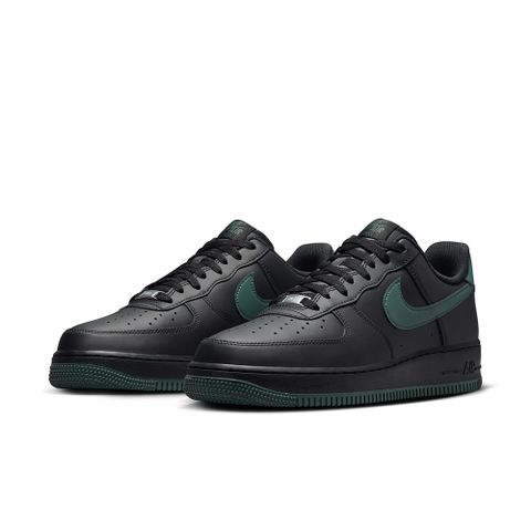 【NIKE】AIR FORCE 1 07 男鞋 休閒鞋 黑綠色 皮革 AF1 低筒-FJ4146001