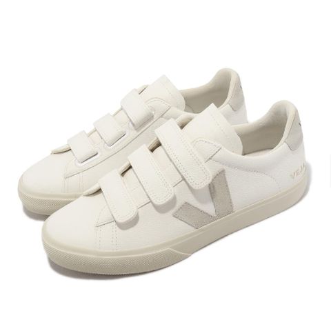 VEJA 休閒鞋 Recife Logo Chromefree Leather 男鞋 白 杏灰色 經典小白鞋 斜V 魔鬼氈 奶油底 RC0502919B