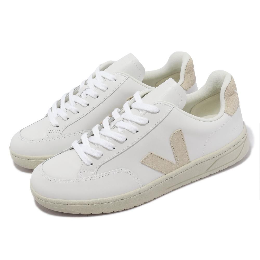 VEJA 休閒鞋 V-12 男鞋 白 杏色 經典 皮革 法國 小白鞋 斜V XD0202335B