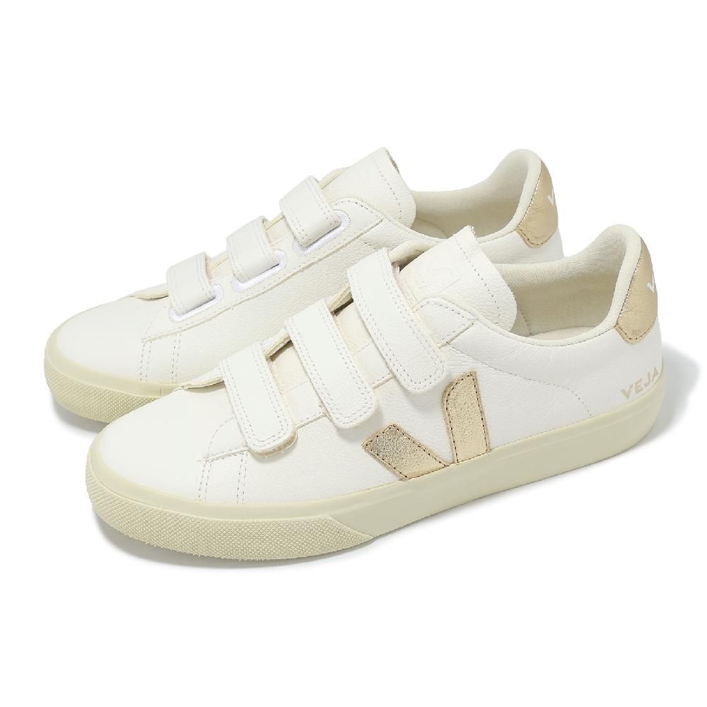 VEJA 休閒鞋 Recife Logo Leather 男鞋 米白 金 魔鬼氈 經典 小白鞋 RC0502762B