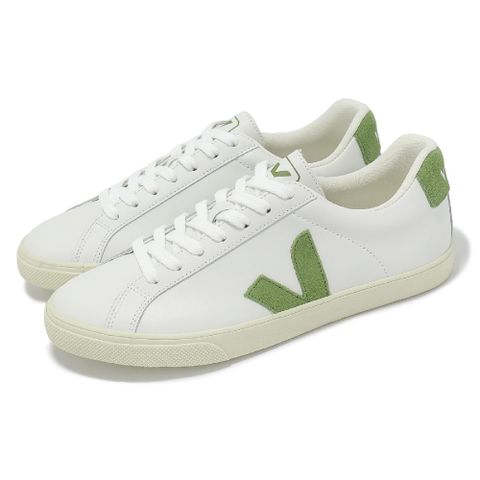 VEJA 休閒鞋 Esplar Logo Leather 女鞋 白 綠 奶油底 經典 小白鞋 EO0203881A