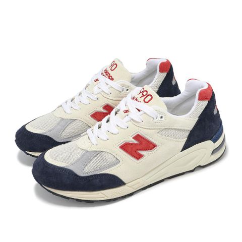 休閒鞋 990 V2 男鞋 米白 紅 藍 美製 麂皮 拼接 經典 NB M990TA2-D