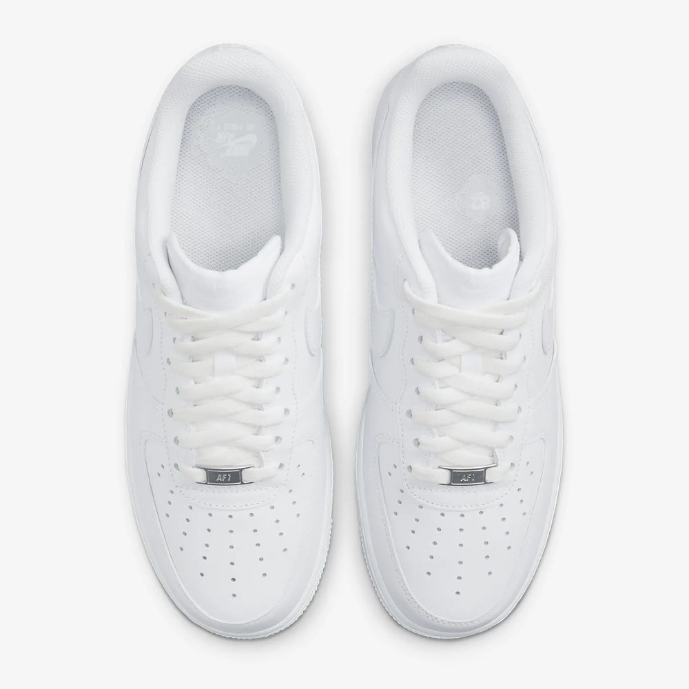 NIKE 耐吉 AIR FORCE 1 07 男鞋 休閒鞋 全白 皮革 AF1 低筒-CW2288111