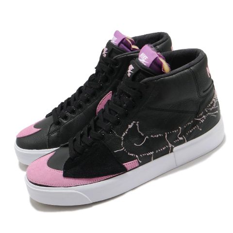 NIKE 耐吉 滑板鞋 Zoom Blazer Mid 男女鞋 SB 基本款 簡約 氣墊 舒適 情侶穿搭 黑 粉 DA2189-002