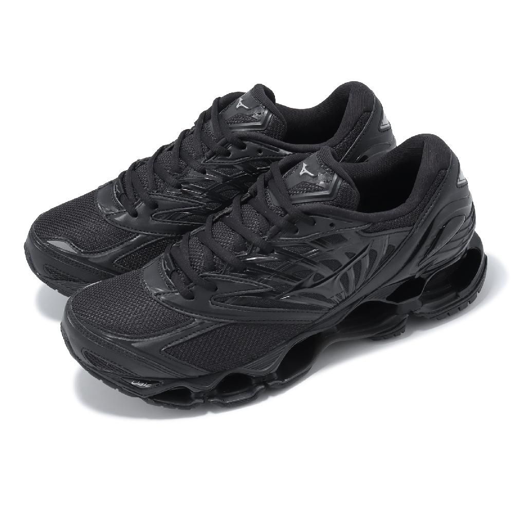 MIZUNO 美津濃 休閒鞋 Wave Prophecy LS 男鞋 黑 網布 皮革 透氣 回彈 反光 運動鞋 D1GA3337-01