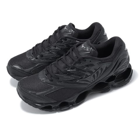 MIZUNO 美津濃 休閒鞋 Wave Prophecy LS 男鞋 黑 網布 皮革 透氣 回彈 反光 運動鞋 D1GA3337-01