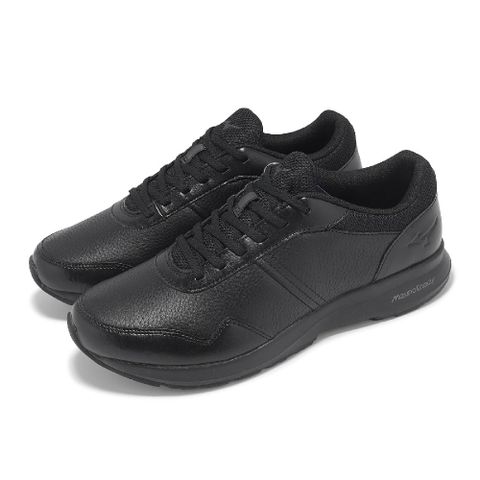 MIZUNO 美津濃 健走鞋 ME-NS 男鞋 黑 皮革 緩衝 全黑 休閒鞋 B1GE2404-08