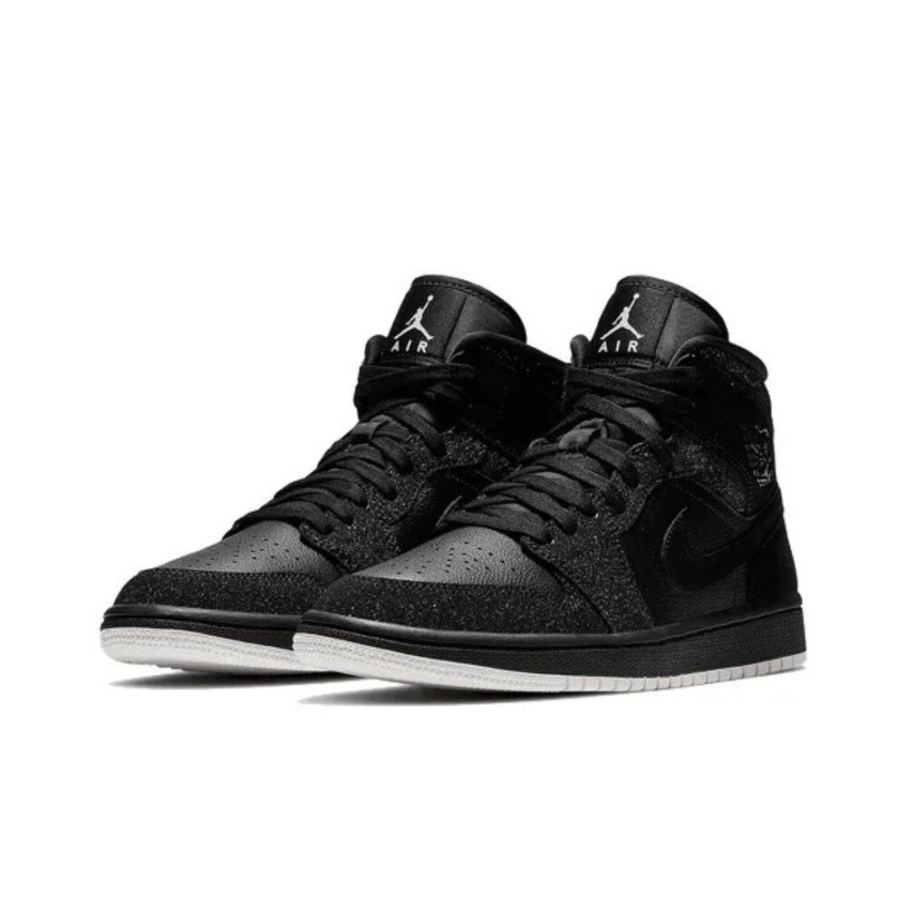 NIKE 耐吉 W Air Jordan 1 Mid 星空 黑 亮片 運動鞋 休閒鞋 女鞋 BQ6472-001
