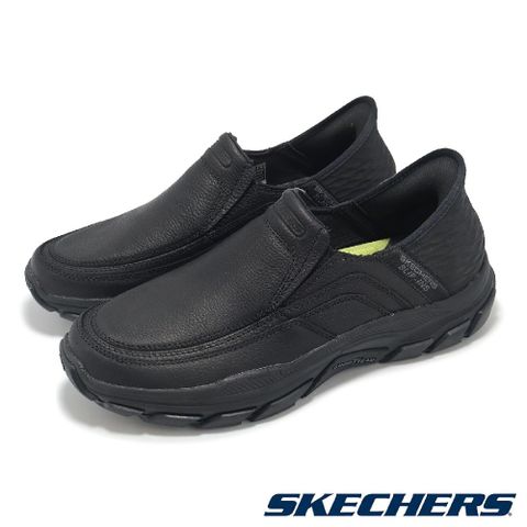 SKECHERS 斯凱奇 懶人鞋 Respected-Elgin Slip-Ins 男鞋 黑 休閒鞋 套入式 方便穿脫 204810BBK