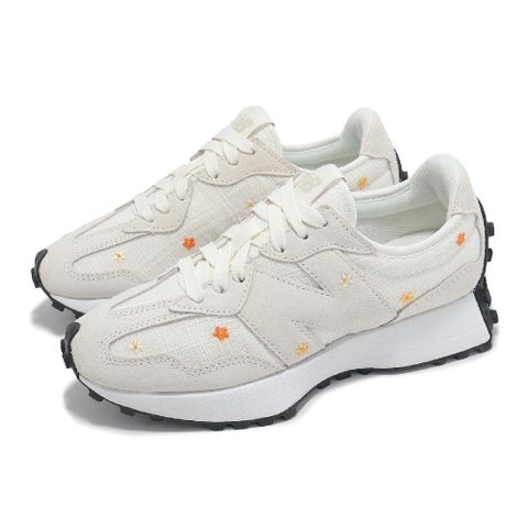 New Balance 紐巴倫 休閒鞋 327 女鞋 米白 橘 海鹽 小花 刺繡 復古 NB WS327DCA-B