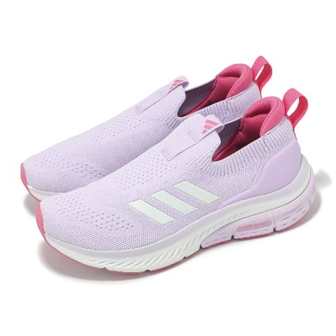 adidas 愛迪達 健走鞋 Cloudfoam Walk Lounger 女鞋 紫 粉 針織 套入式 緩衝 休閒 ID4060