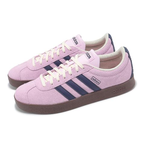 adidas 愛迪達 休閒鞋 VL Court 2.0 女鞋 粉紫 藍 膠底 復古 麂皮 JR8309