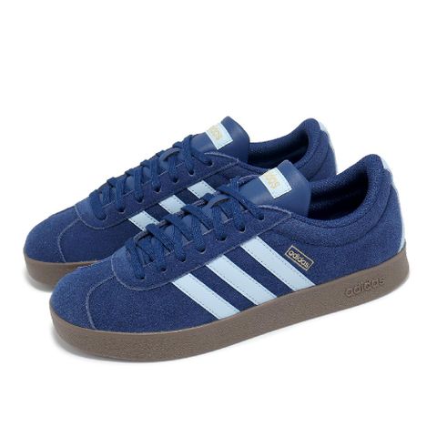 adidas 愛迪達 休閒鞋 VL Court 2.0 女鞋 藍 復古 麂皮 德訓鞋 JR8308