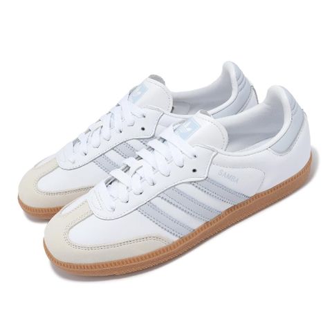 adidas 愛迪達 休閒鞋 Samba OG W 女鞋 雲白 光暈藍 復古 生膠底 經典 德訓鞋 IE0877