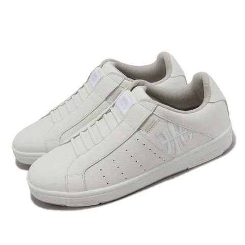 休閒鞋 Icon 男鞋 白 全白 真皮 彈力帶 無鞋帶 小白鞋 01930000