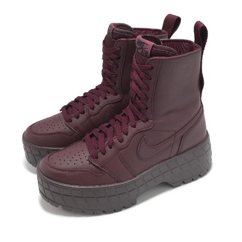 NIKE 耐吉 靴子 Wmns Air Jordan 1 High Brooklyn 女鞋 酒紅 棕 厚底 休閒鞋 FJ5737-600