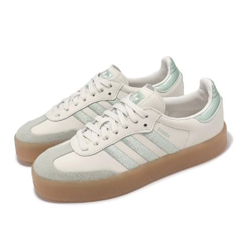 adidas 愛迪達 休閒鞋 Sambae W 女鞋 白 綠 皮革 復古 厚底 德訓鞋 IG1947