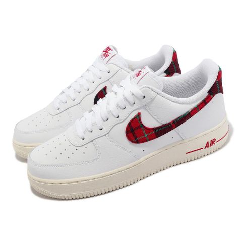 NIKE 耐吉 休閒鞋 Air Force 1 07 LV8 男鞋 白 紅 格紋 AF1 奶油底 仿舊 DV0789-100