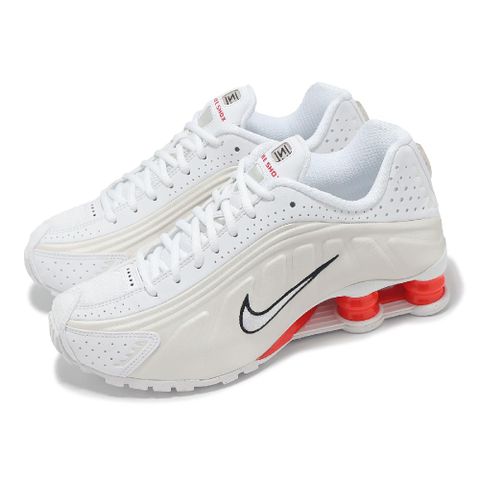 NIKE 耐吉 休閒鞋 Shox R4 女鞋 白 紅 米白 緩震 復古 彈簧鞋 AR3565-103