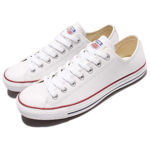 休閒鞋 Chuck Taylor All Star Leather 男鞋 白 紅 情侶鞋 低筒 復古 皮革 基本款  132173C