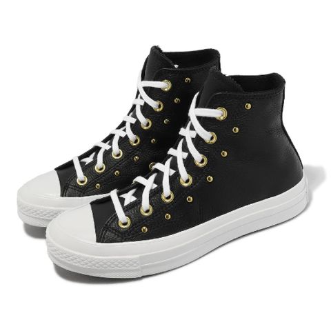 休閒鞋 Chuck 70 HI 女鞋 黑 白 金 皮革 鉚釘 1970 高筒 A06809C