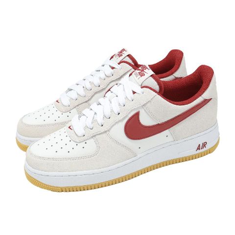 休閒鞋 Air Force 1 07 LV8 男鞋 米灰 紅 膠底 復古 麂皮 AF1 IB6388-101
